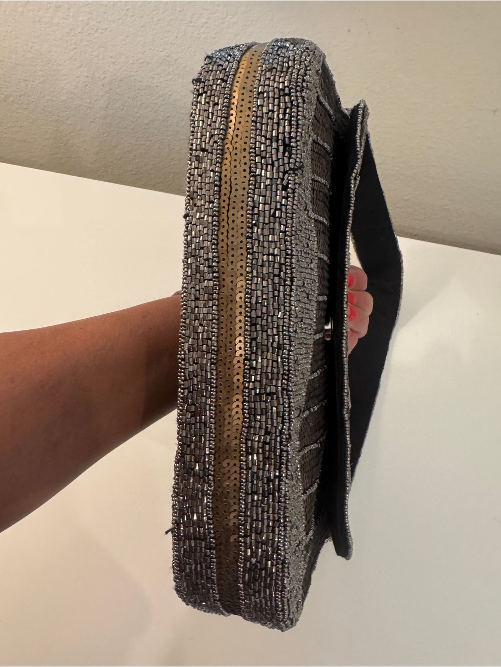 12th Tribe Black, Gold and Silver Beaded Shoulder Bag NWT - Picture 5 of 8